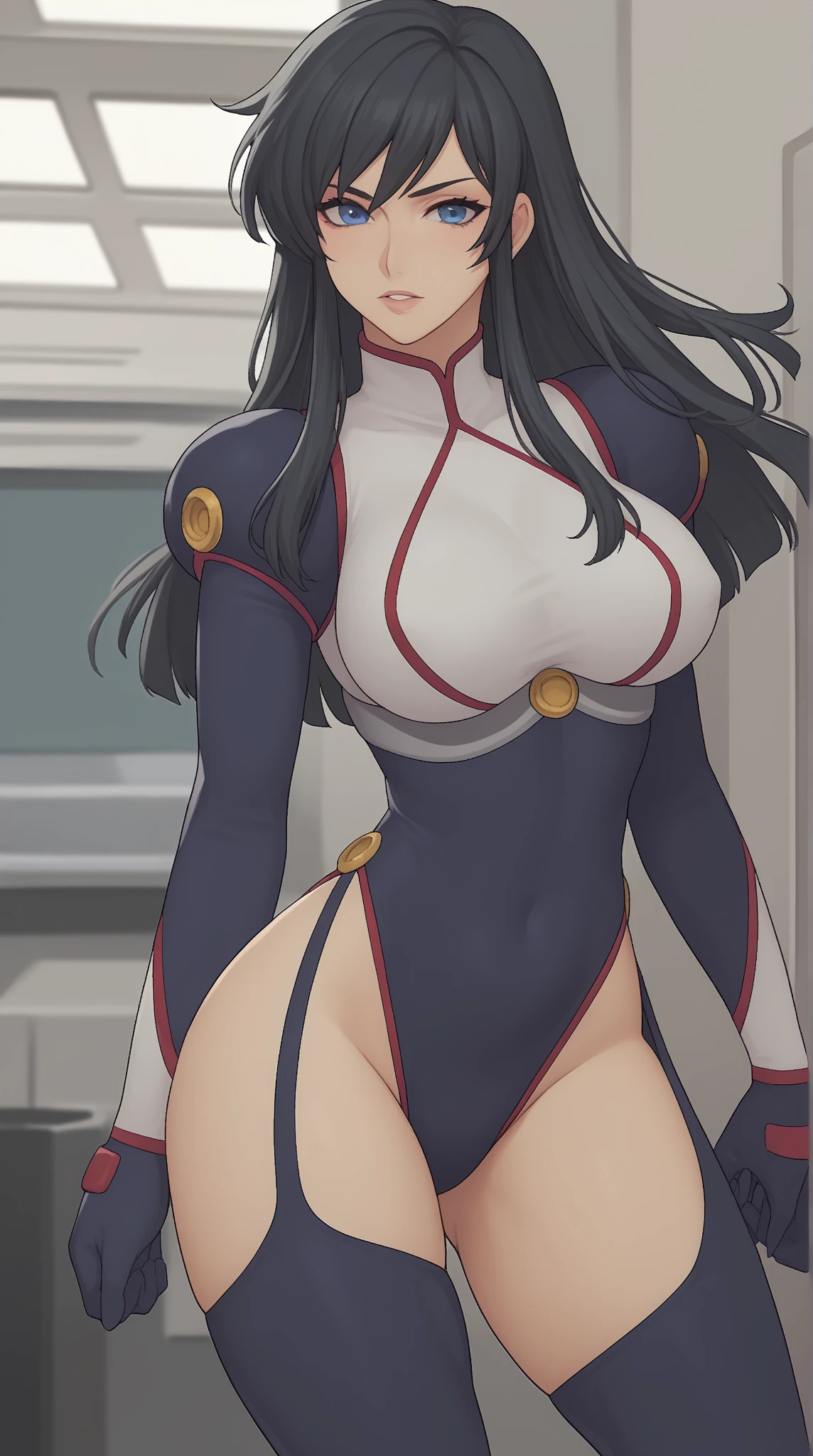 (better quality), hanabi hyuga, open tracksuit, large breast, sexy pose