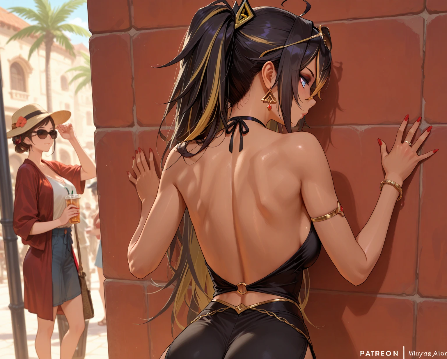 ((best qualtiy)), ((tmasterpiece)), (the detail:1.4), 3D,Normal posture, Beautiful mature woman in ancient Egyptian style,(Kneeling pose,Point at you with your ass,The barefoot:1.9)(Exquisite and simple ancient Egyptian costumes,White dress:1.9),(black long straight hair:1.6),(Ancient Egyptian temples,Ancient Egyptian temples:1.6),closeup of face,Extremely normal hands,Extremely normal legs,hdr(HighDynamicRange),Ray traching,NVIDIA RTX,Hyper-Resolution,Unreal 5,Subsurface scattering、PBR Texture、post-proces、Anisotropy Filtering、depth of fields、maximum definition and sharpness、Many-Layer Textures、Albedo e mapas Speculares、Surface coloring、Accurate simulation of light-material interactions、perfectly proportions、rendering by octane、Two-colored light、largeaperture、Low ISO、White balance、the rule of thirds、8K raw data、