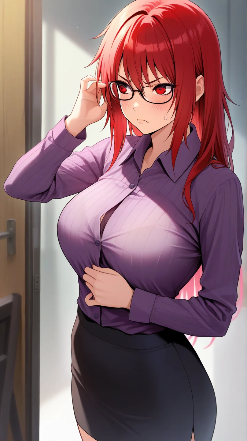 Naked shirt,White Shirt,Large upturned collar,wife,Glasses,Cleavage,blush,Covered in sweat,Ahegao,Ecstasy face,Spread your legs wide on the bed,orgsum,penis,tears,Drooling,Late Night,