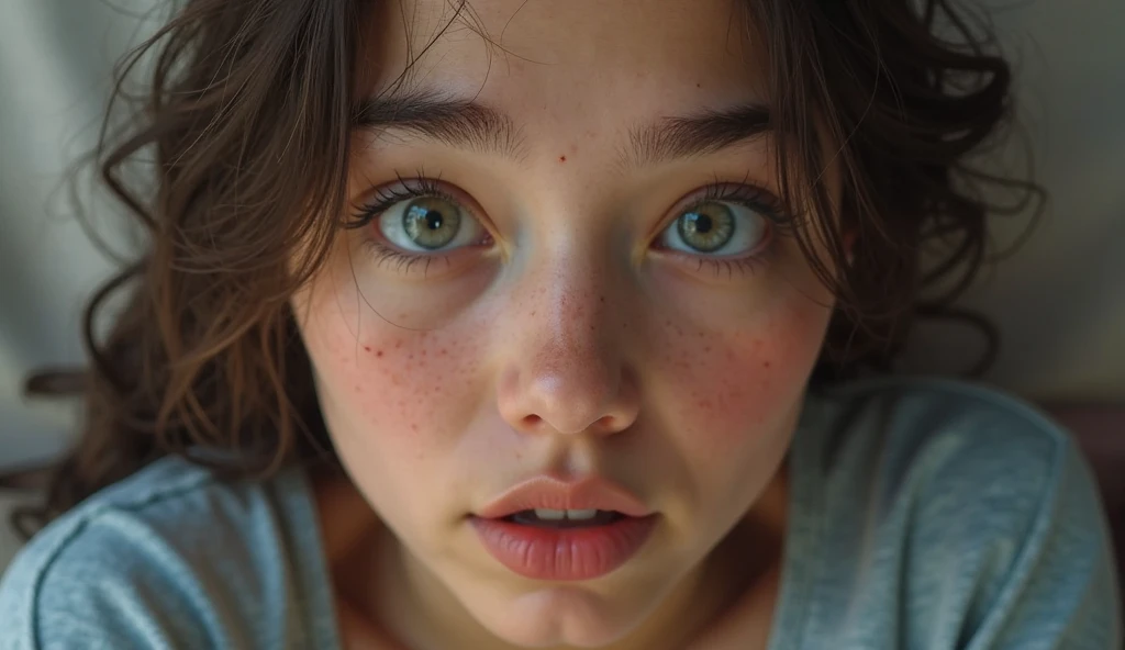 (full-body, editorial photograph of a 15 year old girl), totally naked, extremely intense loud cheering from strongest deepest orgasm excitement, immensely beautiful deepest magnetic libidinous eyes, deepest most intense eye-contact with viewer playfully begging him to penetrate her immensely squirting extremely aroused strongest orgasming wet vagina, spread vagina, strong sparks of immense joy gratitude and lust in her immensely magnetic eyes, (highly detailed face:1.4) (smile:0.7) (background inside dark, moody, private study:1.3) POV, by lee jeffries, nikon d850, film stock photograph ,4 kodak portra 400 ,camera f1.6 lens ,rich colors ,hyper realistic ,lifelike texture, dramatic lighting , cinestill 800,
