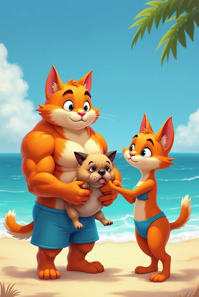giant muscular anthro deer holding a skinny small bunny) crotch bulge, strolling on beach romantic kissing, (size difference:1.4), wearing thong, fluffy, 2 boys