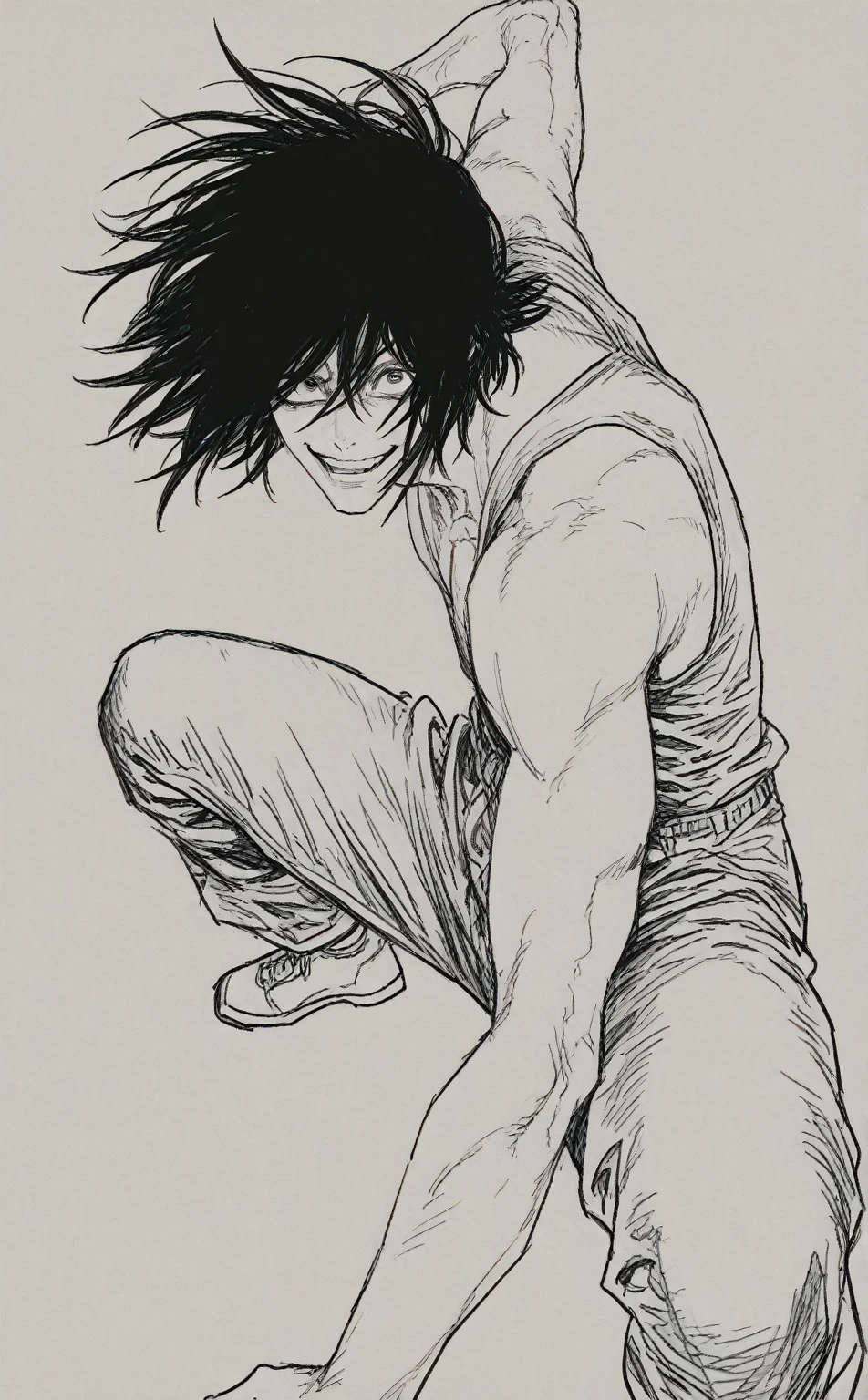 Monkey D Luffy a boy from anime, Perfect centralization, coelho (franco)de Donnie, Standing position, beleza abstrata, Centrado, looking at the camera, Facing the camera, nearing perfection, triste, desespero, corpo inteiro, hands on her head, Dynamic, altamente detalhado, liso, foco nítido, 8k, high-definition resolution, illustration, arte de Carne Griffiths e Wadim Kashin, fundo branco