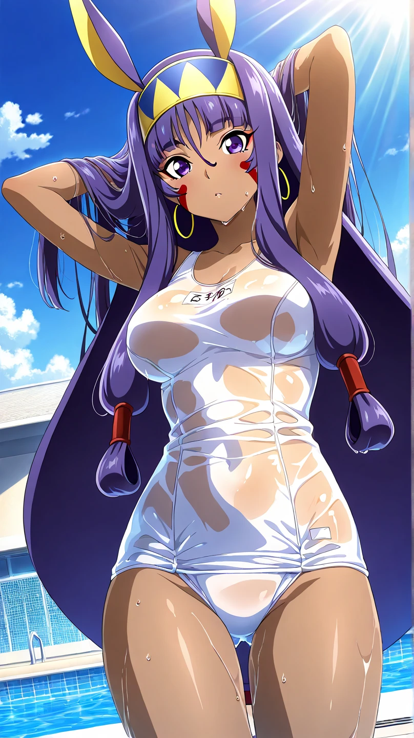 Panties in full view、Underwear in full view、Big Breasts、Blue Panties、Panties in full view、MiniskirtFullNude,,flora \(dq5\),Long hair,half updo,white thighhig,1girl in, solo, face to the viewer, Looking at Viewer, Smile,nighttime scene
