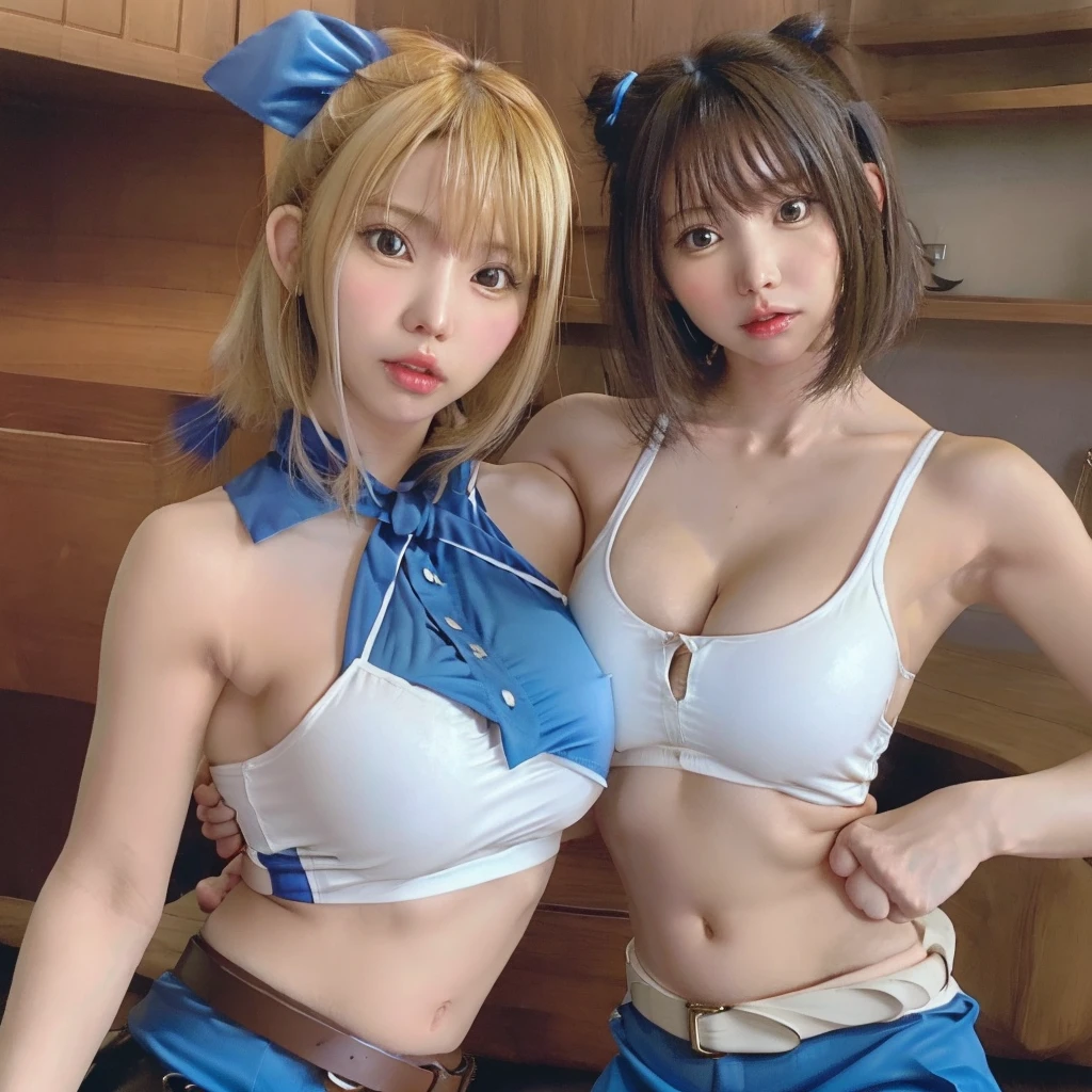 Super sexy and super cute Japan girl、Twin tails、Harley Quinn Makeup、Maid ビキニ、Black bootine system