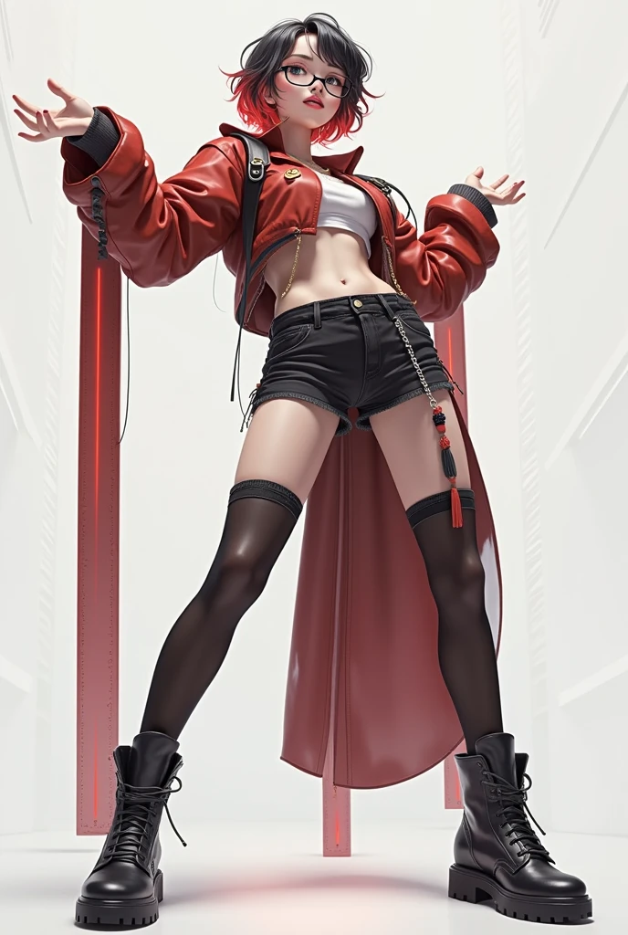 4k anime wallpaper, 4k anime wallpaper, Anime Art Wallpapers 8K, 4K Anime Style, anime art wallpaper 4k, anime art wallpaper 4k, 4k anime wallpaper, Eugeo Art, Detailed digital anime art, ((masterpiece, Highest quality)), (Complex Light), Perfect hands, Perfect Eyes、Perfect legs、Hyper Detail, Bright colors, beautiful girl、cyber punk、Silver short hair, Pause, headphone, Red eyes, Tempting, Half coat on, Off the shoulder、Knee-high、boots, colorful, neon、See-through、My clothes are wet、Japanese anime style.