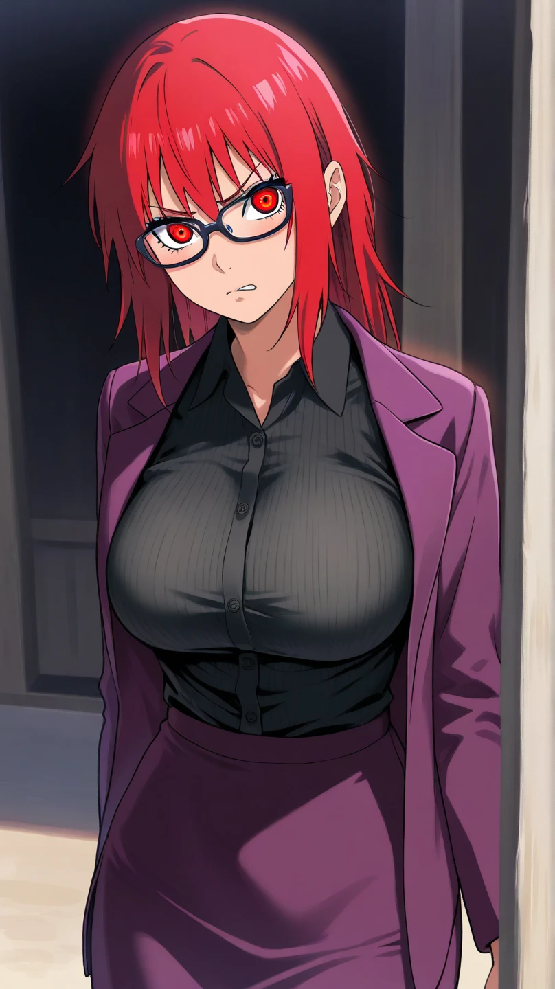 karinuzumaki, karin uzumaki, (red eyes:1.3), red hair, glasses,
BREAK shirt, shorts, wrist cuffs, black shorts, long sleeves,
BREAK outdoors,
BREAK looking at viewer, (cowboy shot:1.5),
BREAK (masterpiece:1.2), best quality, high resolution, unity 8k wallpaper, (illustration:0.8), (beautiful detailed eyes:1.6), extremely detailed face, perfect lighting, extremely detailed CG, (perfect hands, perfect anatomy),show tits