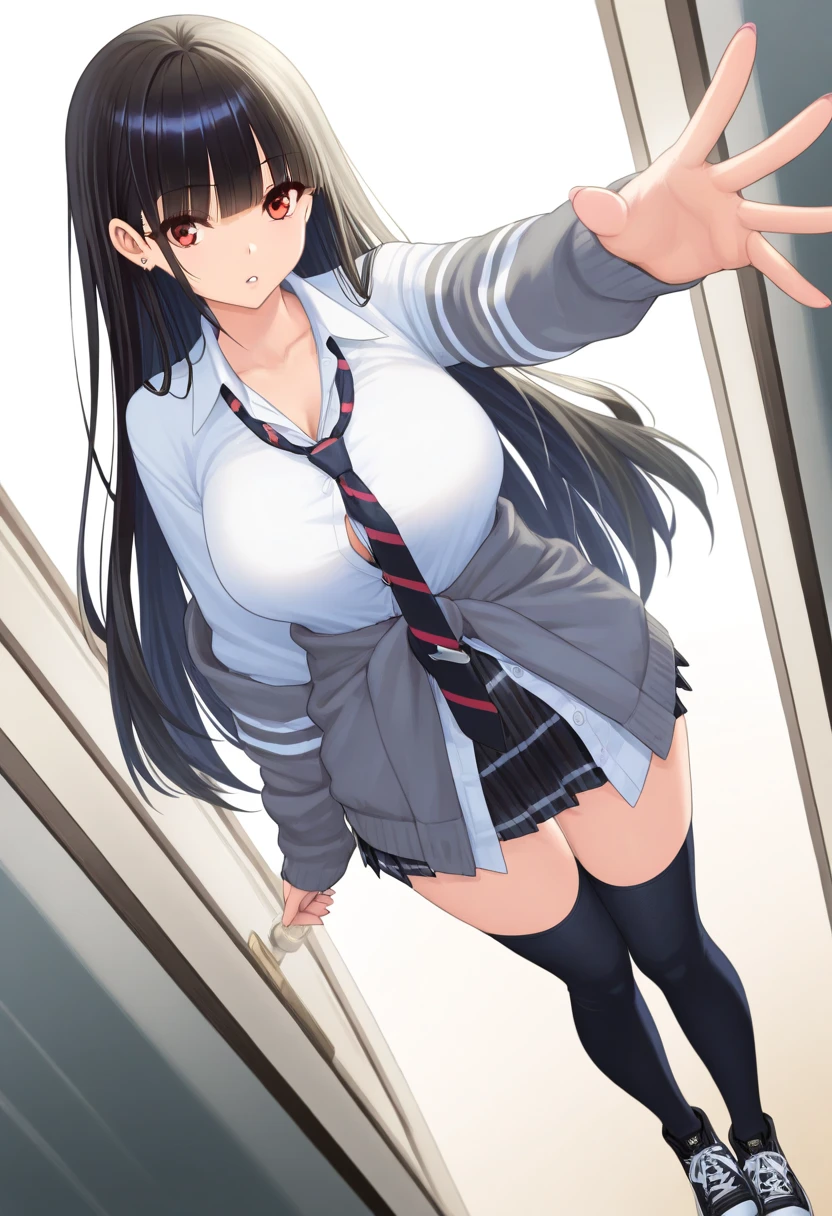 the Extremely Detailed CG Unity 8K Wallpapers、top-quality、ultra-detailliert、masterpiece、realisitic、Photo Real、extremely detailed indonesian cute woman, 22yr old、((skirt rift))、satin red panties、panties focus、cparted lips、Semi-body shot、Wearing an off-the-shoulder shirt、(crowd)、(crowded street)、long hair、backs、hour
