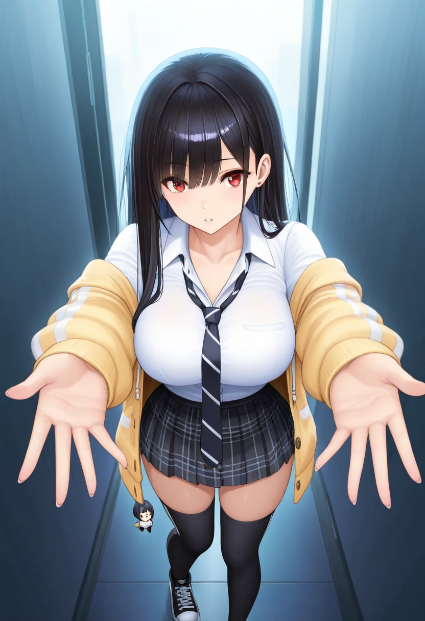masterpiece, Highest quality, High resolution, One girl, Brown Hair, Long Hair, bangs, Brown eyes, Large Breasts, , smile, Open your mouth, Put your arms behind your back, Leaning forward, amusement park,Completely naked、Crowd of people,nsfw,pubic hair、Bristles、Spread your legs、Female organ
