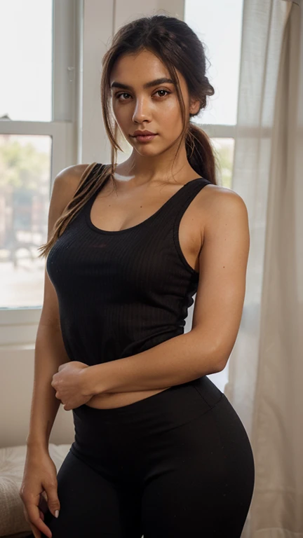 ((Jenna Ortega)), masterpiece, best quality, extremely detailed, hyperrealistic, photorealistic, a beautiful 20s french model, navy crop top:1.2, own hands together:1.2, ultra detailed face, , super pigtails, braided twintails, brunette bangs hair, pale skin, small breasts, scared, ((platino cleancut seamless 15 denier pantyhose tights)), erotic pose

