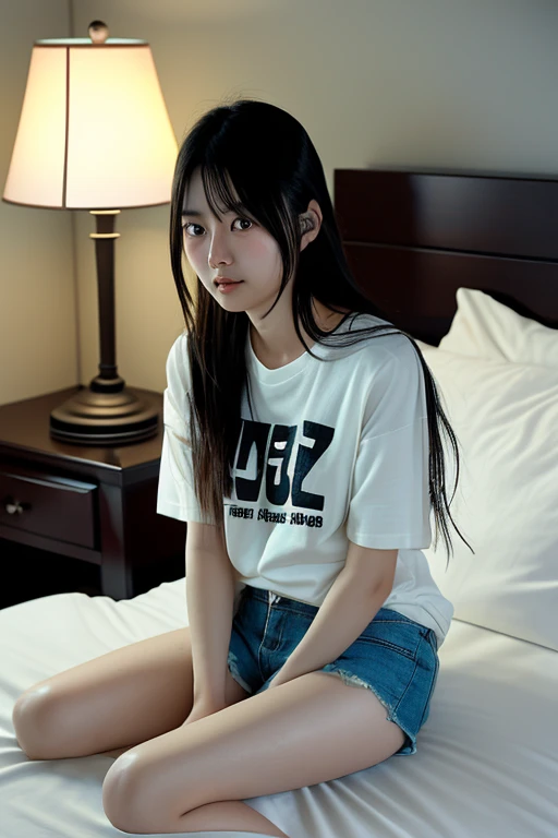 Alaphid Asian woman wearing skirt and t-shirt posing on bed, korean girl, Urzan, asian girl, Beautiful young Korean woman, girl, Korean fashion model, Posing in the bedroom, a hyperrealistic schoolgirl, beautiful asian girl, hyperrealistic schoolgirl, young asian girl, Casual Clothing, Instagram model, cute schoolgirl
