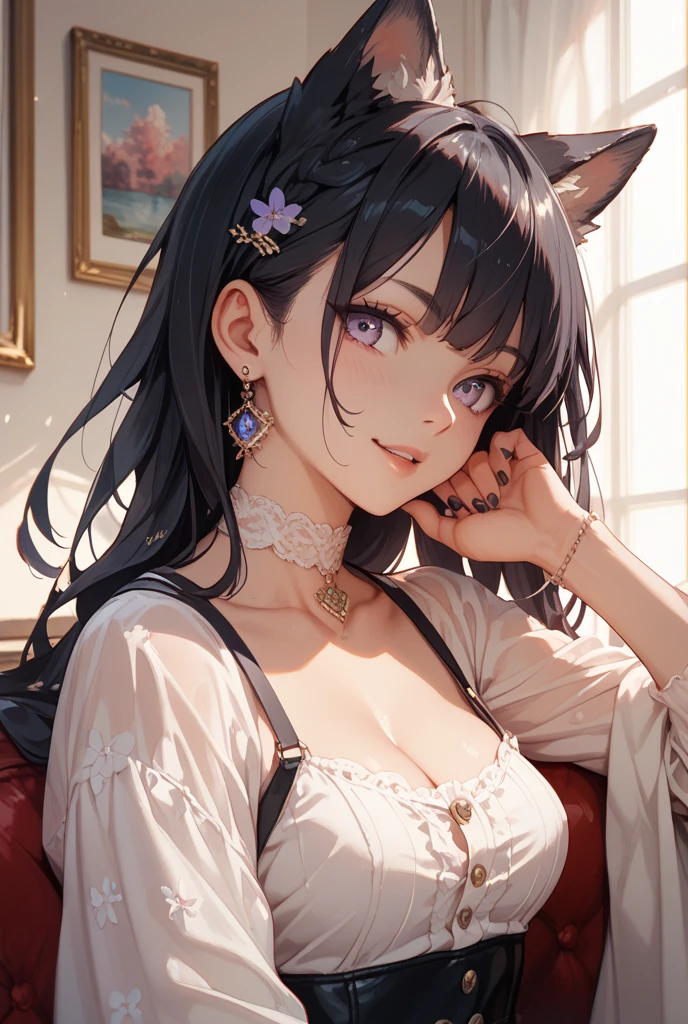 Anime girl holding a flower in her hand, Guviz-style artwork, Guviz, Guweiz in Pixiv ArtStation, Guweiz on ArtStation Pixiv, beautiful anime catgirl, Very beautiful anime cat girl, style of anime4 K, Detailed digital anime art, Cute detailed digital art, a beautiful anime portrait, very beautiful cute catgirl