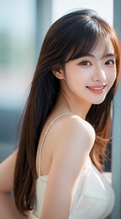 Tabletop, highest quality, figure, Super detailed, In detail, High resolution, 8k wallpaper, Perfect dynamic composition, Beautiful fine details,Shrine maiden hair, (A cute girl whose double teeth are visible when she smiles), Natural color lip, Random and cute poses,smile,Off the shoulder,Perfect and beautiful face,Slender body,Narrow Face