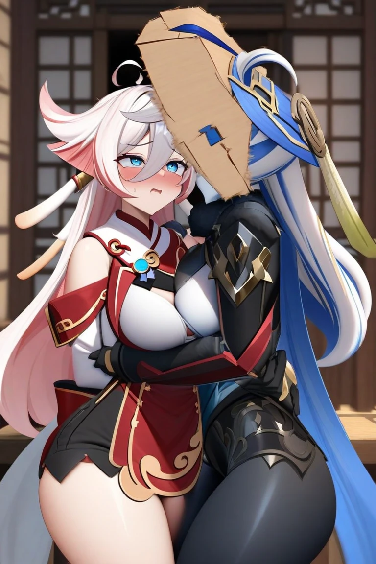She has very big breasts and is very beautiful and holds me and has muscles