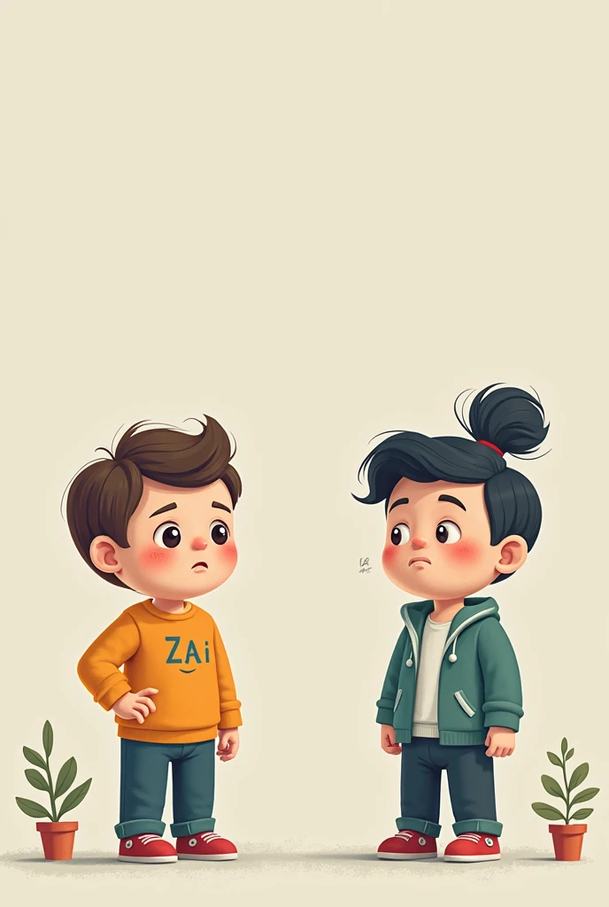  Black and white painting of a conversation between two boys who are just getting to know each other