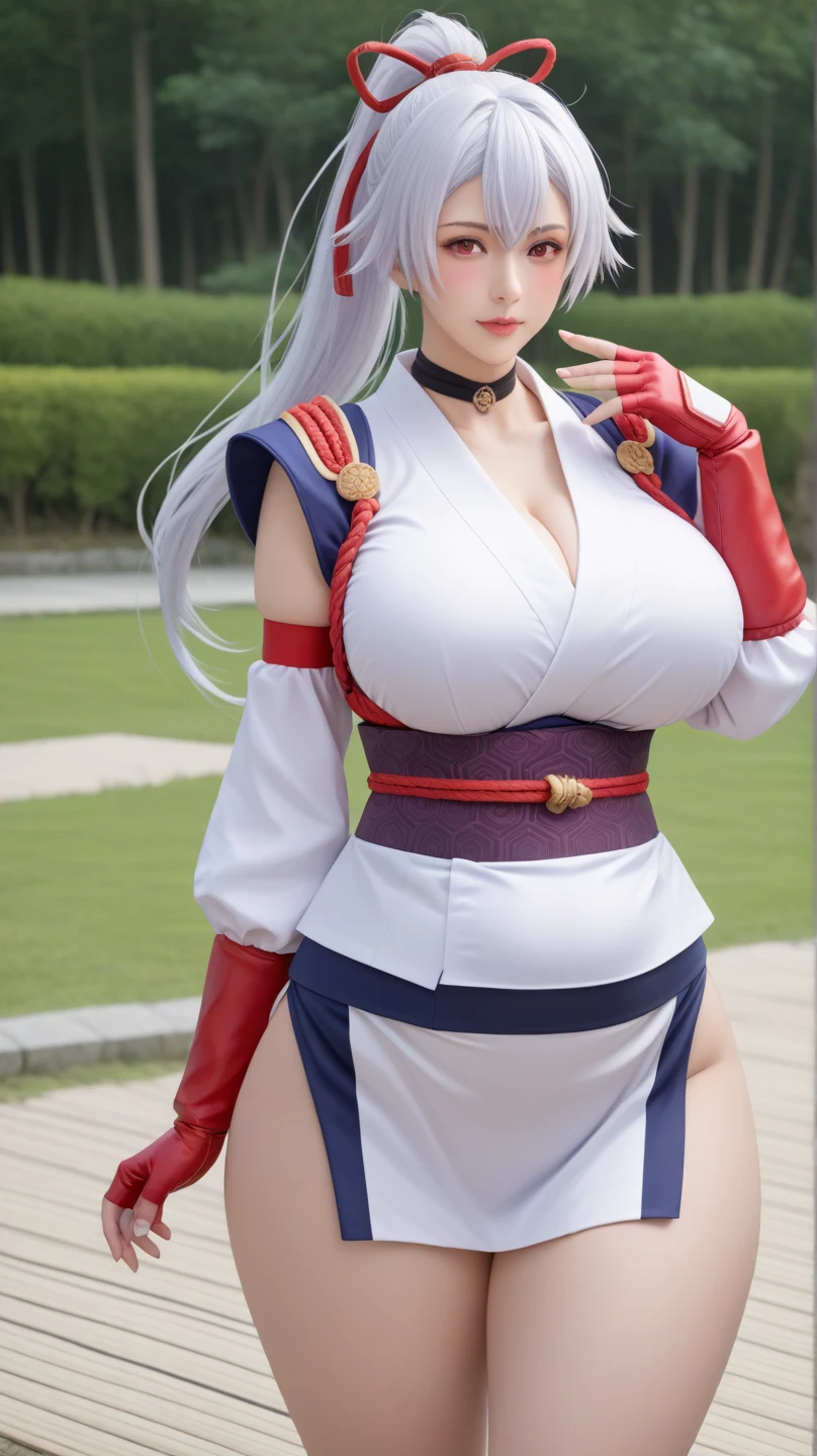 Huge plump, bunny girl in silver dress and red cape, holding a sword, IU Lee Ji-eun as supervillain, charming cosplay, elegant and charming cosplay, anime girl cosplay, inspired by Hajime Sorayama, albedo from Overlord, Range Murata and Artgerm, shot on Canon EOS R 6, cosplay photo, cosplay, Japanese goddess