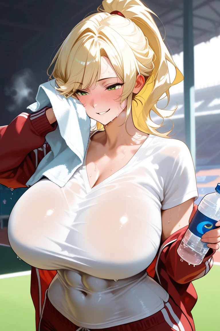 score_9、score_8_up、score_7_up,(lactation through clothes:1.1),nipples standing,(nipples peek:1.4)、(Puffy nipples)、solo、(Fellatio,blowjob,handjob,unsensord,hetero, looking at penis:1.5),Cum in mouth,((masterpiece, Highest quality, High resolution)), ((Highly detailed CG integrated 8K wallpaper)), (Big Breasts, Very hot and sexy, Incredible beauty, Perfect proportions, Beautiful body, Slim body beauty:1.1), Arafed woman in armor, north Female Warrior, Very beautiful berserker woman, north adult Female Warrior, Female Warrior, very beautiful , Portrait of a Female Warrior, RPG Portrait Concept Art, (Beautiful warrior, Wearing a red scarf, Leather Armor), (Blonde, blue eyes, (Dark Skin:1.2)), (amphitheater, While being watched by the crowd), (squat),Random Angle、