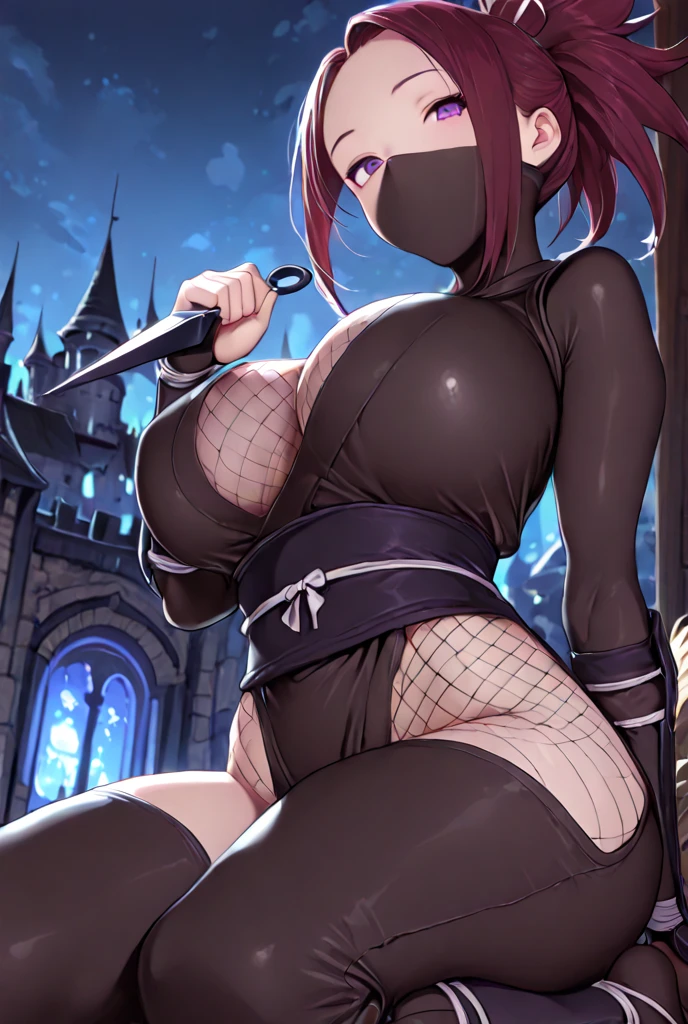 (Masterpiece) (High Detail) (High Res) Looking from below A tall black humanoid girl with dark skin and ebony flesh and green eyes and short spiky black hair and goat ears and short dark goat horns and a toned body and average to small breasts and penis and horse penis and erection and showing off her erection wearing a dress