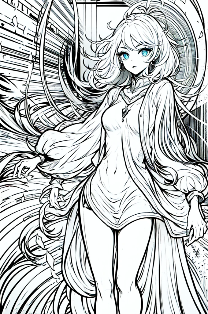 best quality, masterpiece, lineart, 1 girl,no_clothes, underwear, clear_background, beautiful eyes, lineart, monochrome, shoulder_lenght_hair, stoic