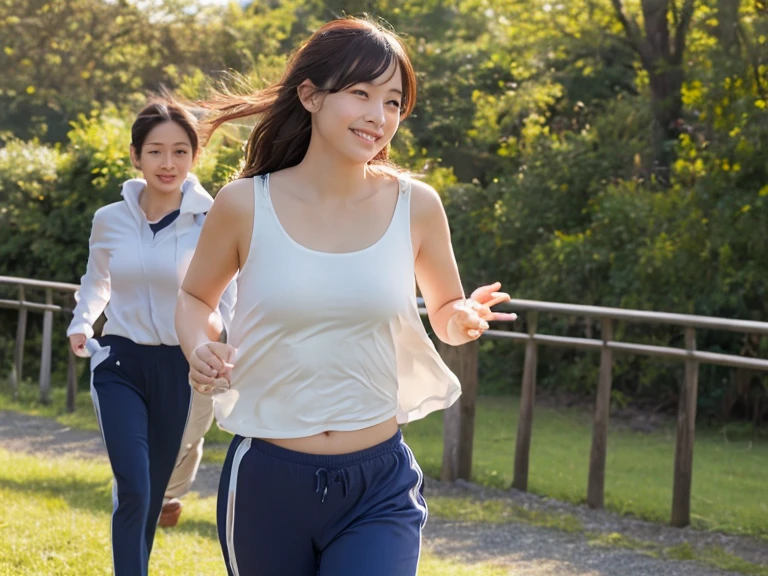 A girl running around sweating after a part-time job, drawn in an elementary school student's picture diary style illustration.