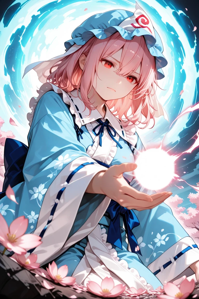 Um homem com pink  hair e blue colored eyes, sorrindo confidentmente. Ele está vestindo um white suit impecável, with sophisticated details. Your skin is white, and he has a charismatic aura. O estilo artístico é inspirado no アニメ JUJUTSU KAİSEN, with dynamic lines and vibrant colors. O fundo apresenta uma city on fire, with ruined buildings and intense flames, creating an apocalyptic and dramatic atmosphere. Key words: アニメ, pink  hair, blue colored eyes, white suit, city on fire, apocalypto, Drama, JUJUTSU KAİSEN, charismatic, confident.