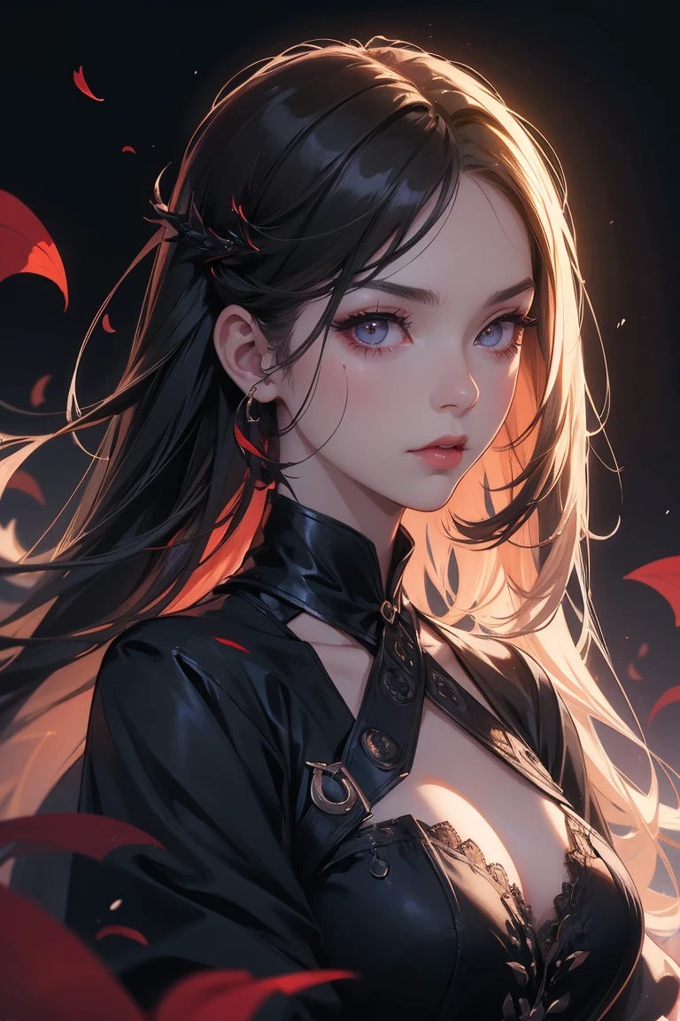 Medusa, Vampire, fox ears, (deep red eyes), dark ginger, full tattoos, blank background, big breast, pale skin, full body