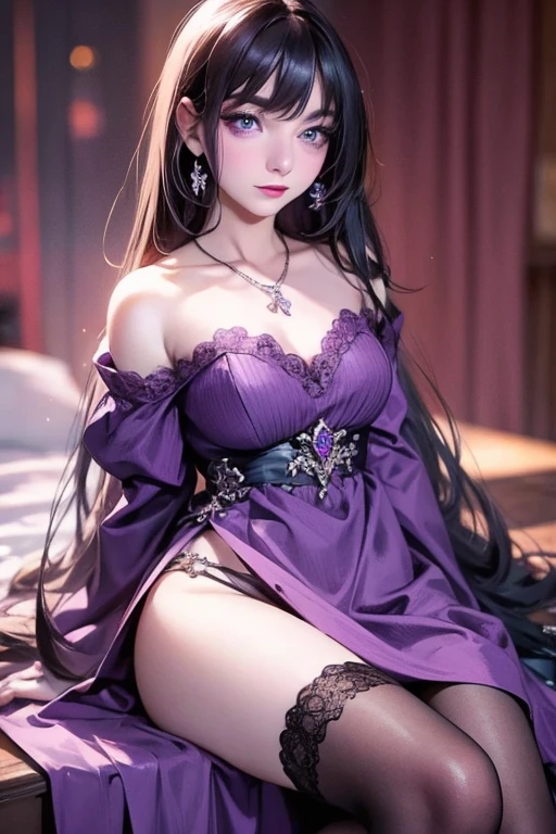 there is a woman in a pink dress sitting on a bed, 8k high quality detailed art, artwork in the style of guweiz, trending on cgstation, beautiful character painting, beautiful alluring anime woman, guweiz, 2. 5 d cgi anime fantasy artwork, 3 d anime realistic, beautiful maiden, realistic fantasy render, realistic anime 3 d style