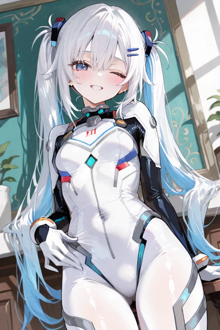 Highest image quality), (Works of masters), (Detailed eye description), (8k wallpaper), (Detailed facial depiction), Bright colors, Look at the audience, solo person,(full bodyesbian:1.1), (Sturdy stone:1.4|((Mecha body:1.1),Mecha fuselage details,Get wet,face expressionless,paleskin,blue colored eyes,((Masterpiece)),((Best quality)),(ultra - detailed),(illustration),((Extremely Delicately Beautiful)),(Dynamic Angle), 1girll, Flowers, Spring, beside the window, Rose, Detailed: face,long eyelasher,dim eyesight,tight-fitting,Raised sexy,head gear,Transparent white swimsuit,silber hair,White lace pantyhose ,did not wear panties,8K,Whole body diagram,Crouch on the desk,Spread your legs wide,Feet,Tiptoe on the table,Leaning back,Open your hands upwards,As if caught something