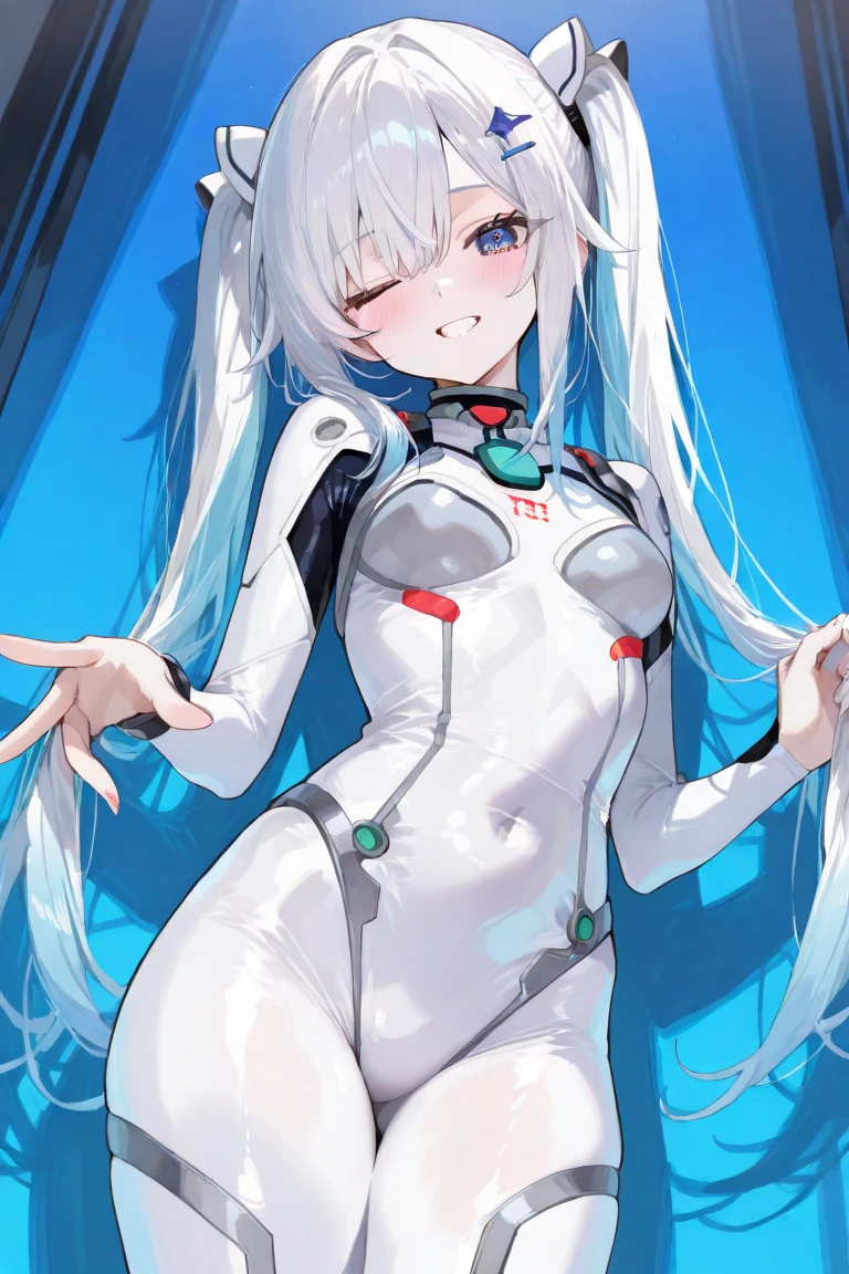 <lora:asuka_langley_soryu_bodysuit:0.9> (white clothes, grey theme:1.35), platinum asuka_langley_soryu_bodysuit, (see-through:1.2),, absurdres, ultra detailed, masterpiece, best quality, aesthetic, detailed,, serious, 1girl, (white eyes:1.1), (grey eyes:1.3), white hair, very long hair, parted hair, parted bangs, <lora:parted_hair_v1.3:1.3>, medium breasts,