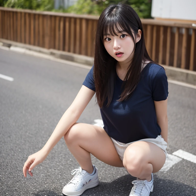 ((best quality)), (detailed), perfect face, chubby girl, pipi tembam, tampak full body, poni hair, berdiri, full body photoshoot, memakai sepatu sneaker, lengan chubby, kaki seksi, memakai kalung, paha tembam, wajah yang simetris, bibir seksi, mempesona, beauty chubby face, memakai gelang dikedua lengan