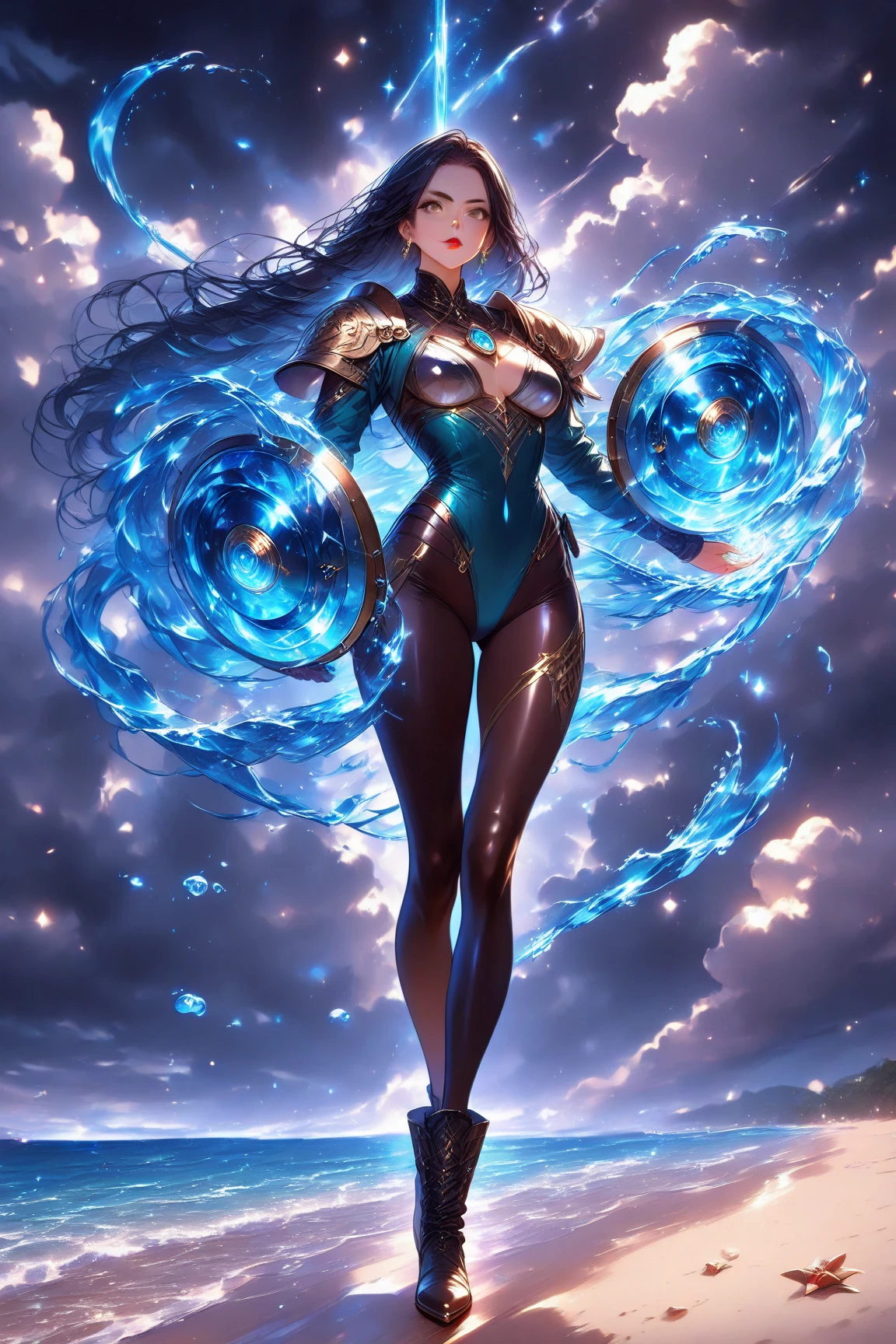 Renault, blue duster, Blue wristband, Half Body, Smile, Holding the necklace, An unrivalled masterpiece, Ultra-realistic 8k CG, Perfect work of art, Tempting的姿势, ???? pose, Tempting, Clean, Pretty Face, Pure complexion, Pale skin, Intricate details, prestige, Gorgeous, luxury, Exquisite Ballroom
