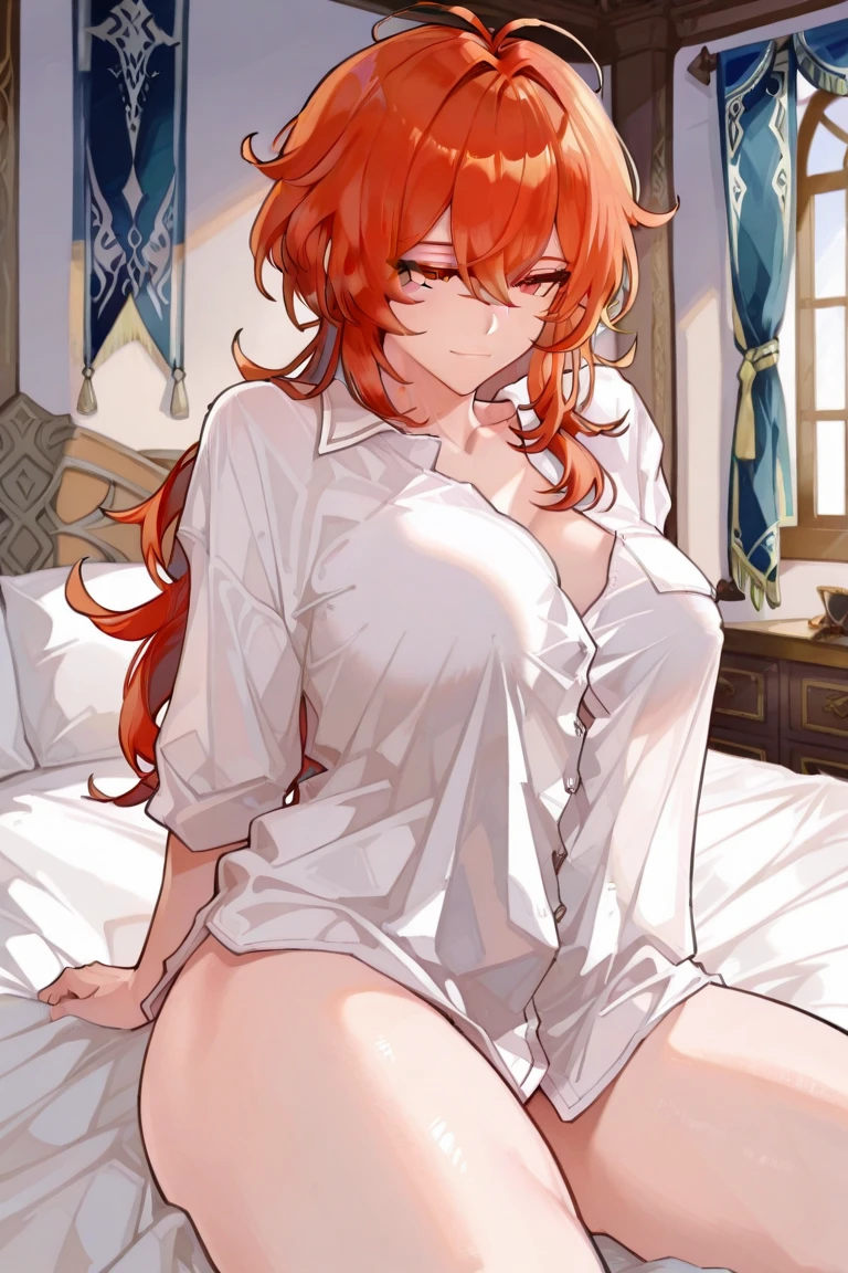score_9, score_8_up, score_7_up, score_6_up, score_5_up, score_4_up, yu hee, golden eyes, red hair, long hair, thigh, lie, golden eyes, no underwear, beautiful vagina, purple lotus yukata dress, purple yukata, silver lotus necklace, beautiful eyes, blush , traditional Chinese room, night, medieval room,