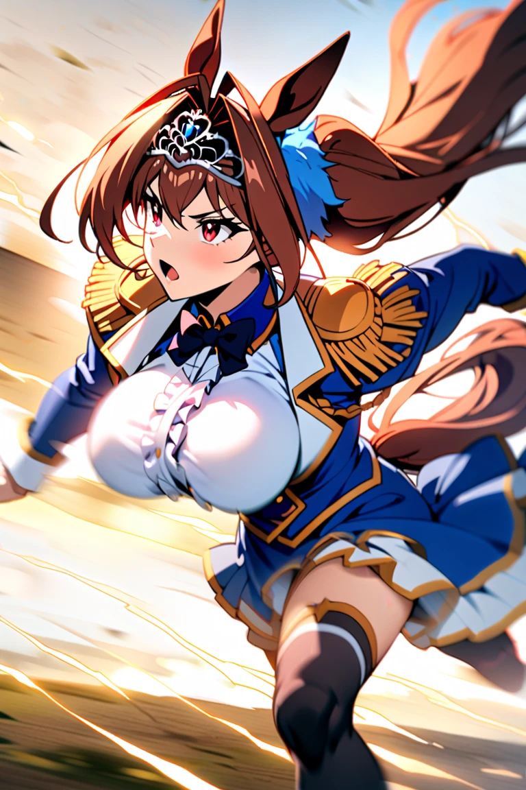 best quality,1girl,((big breasts:1.3)),((orgasm,blush,sweat,steam:1.1)), nanoha takamachi, takamachi nanoha, brown hair, long hair, ((straight hair:1.5)), blue eyes, gloves, long sleeves, fingerless gloves, ((magical girl)), white skirt, mini skirt, white thighhighs,upskirt,white panties,lace panties,pussy juice,midair, in sky, blue sky, clouds,floating hair, outdoors, wind,((空を飛んでいる:1.3))