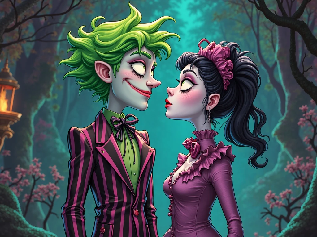bold artwork,creative use of shadows and textures to create an image using negative space,masterful use of limited colors to create an image of bold contrasts,inventive and whimsical use of camera angles to give new perspective to illustration,"the joker and harley quinn holding hands",1boy,1girl,<lora:Dark_Novel:0.8>,, glow effects, godrays, Hand drawn, render, 8k, octane render, cinema 4d, blender, dark, atmospheric 8k ultra detailed, cinematic, Sharp focus, big depth of field, Masterpiece, 3d octane render, 8k, concept art, trending on artstation, hyperrealistic, extremely detailed CG unity 8k wallpaper, trending on CGSociety, Intricate, High Detail, dramatic