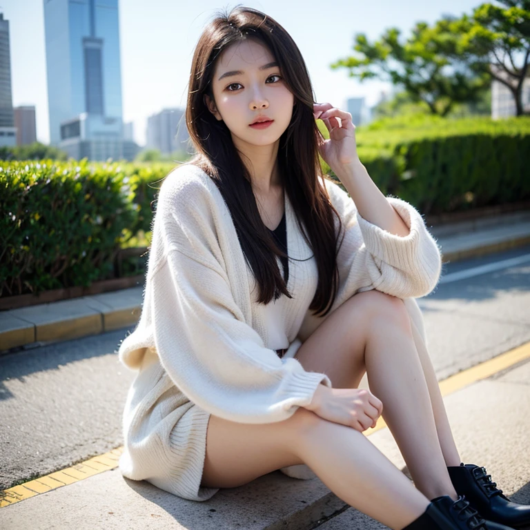 araffe woman sitting on the floor with her legs crossed, hwang se - on, heonhwa choe, Yoshitomo Nara, in white clothes, park ji-min, lee ji - eun, lee ji-eun, chiho, sakimichan, shin min jeong, seseon yoon, jiyun chae