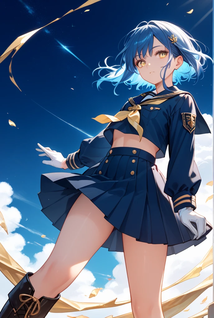 (Explicit content) [(masterpiece: 1.1, best quality: 1.1), Shy schoolgirl showing off in dress, emphasize, , pure, Slightly 0.8 blue hair, wet,