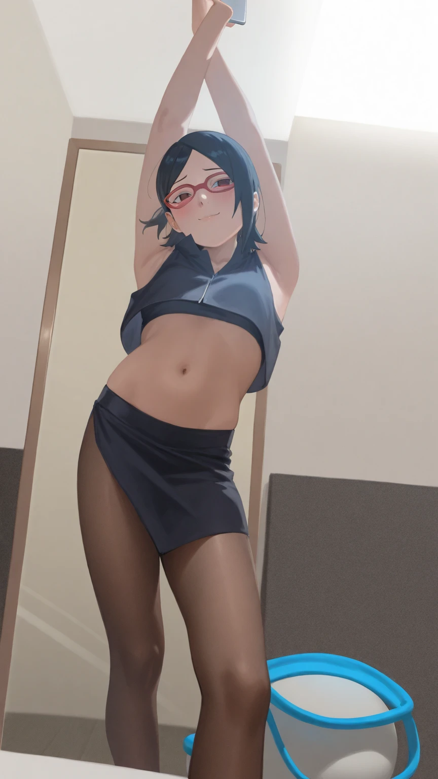 (((pov))) Photo of a malay female with small breasts (((sitting on office chair))) inside (office), 20yo,petite, skinny, slender body, short body, ((((dark skin)))), dimples, light, detailed face, seductive face, ((looking horny)),((very happy)), (smile), ((looking to viewer)),((arms behind head)),((spreading legs)), Perfect breasts, tiny breasts, flat breast, flat chest, natural breasts, A cup, (((hijab))), (((glasses))),(((earphone))),(((sport bra))),(((cotton panties)))