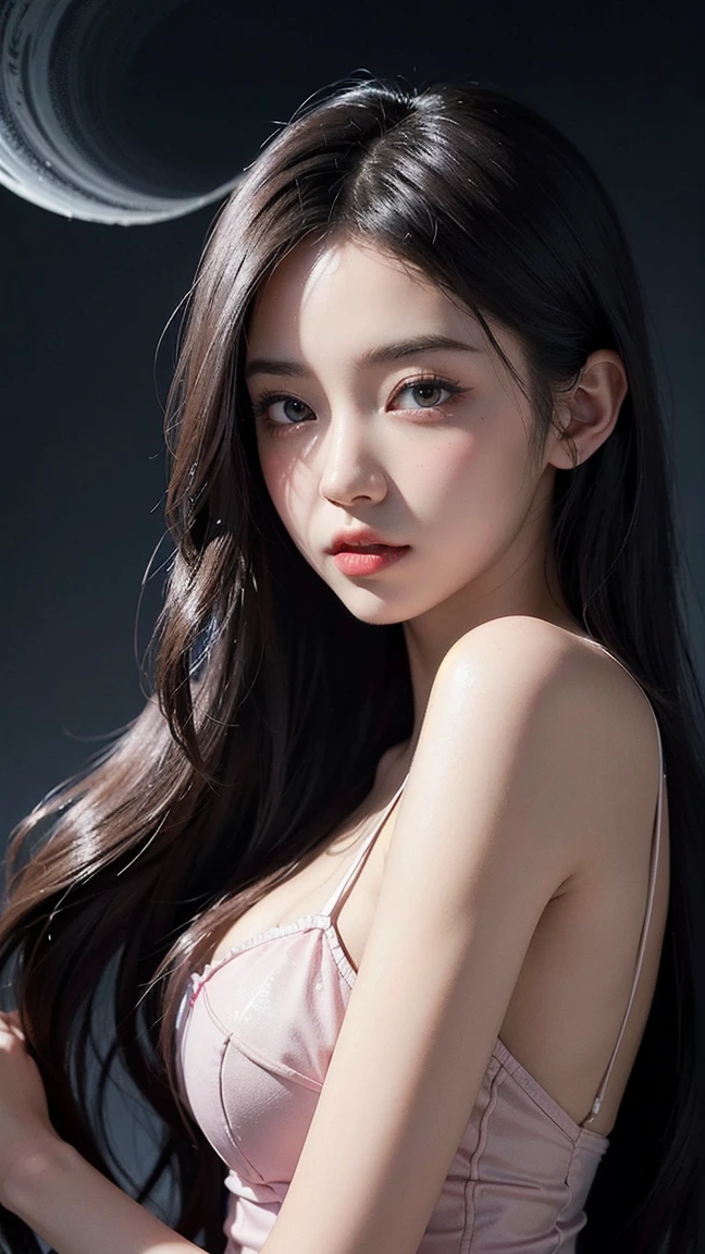 Best quality, masterpiece, ultra high res, (photorealistic:1.4), raw photo, 1girl, offshoulder, in the dark, deep shadow, low key, cold light, asian