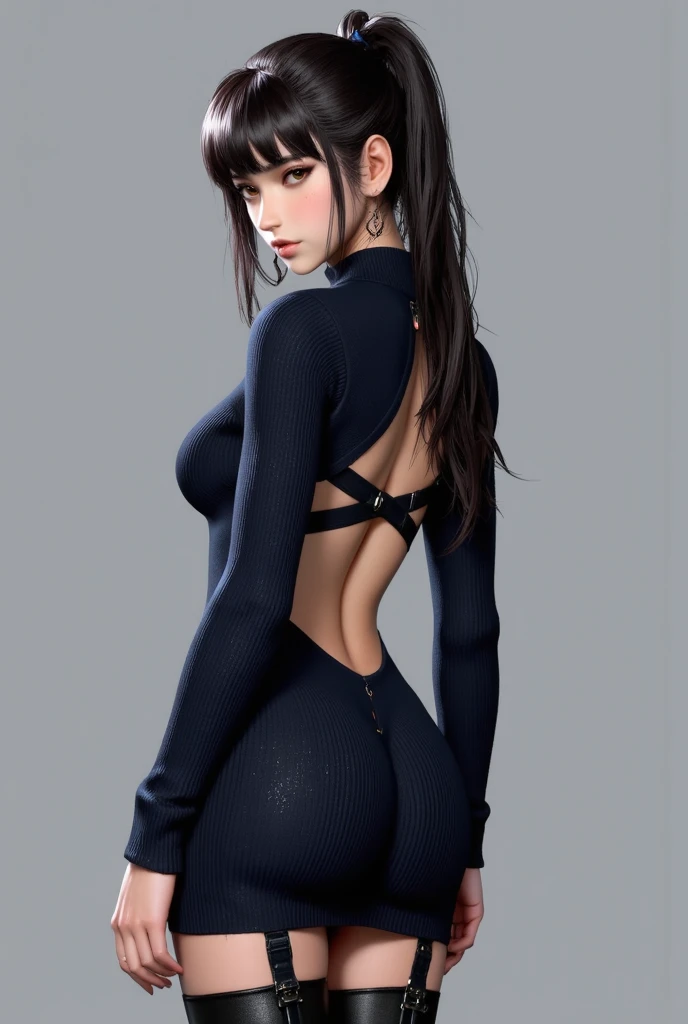 A sexy Asian girl (age 20),big butt, slim waist, tiny outfit,back to the viewer, distressing,waiting to get in the bathroom,lots of worry about needing to pee badly, busy night club, (best quality,4k,8k,highres,masterpiece:1.2),ultra-detailed,(realistic,photorealistic,photo-realistic:1.37),HDR,UHD,studio lighting,ultra-fine painting,sharp focus,physically-based rendering,extreme detail description,professional,vivid colors,bokeh,portraits,landscape,horror,anime,sci-fi,photography,concept artists,colored tones,warm lighting