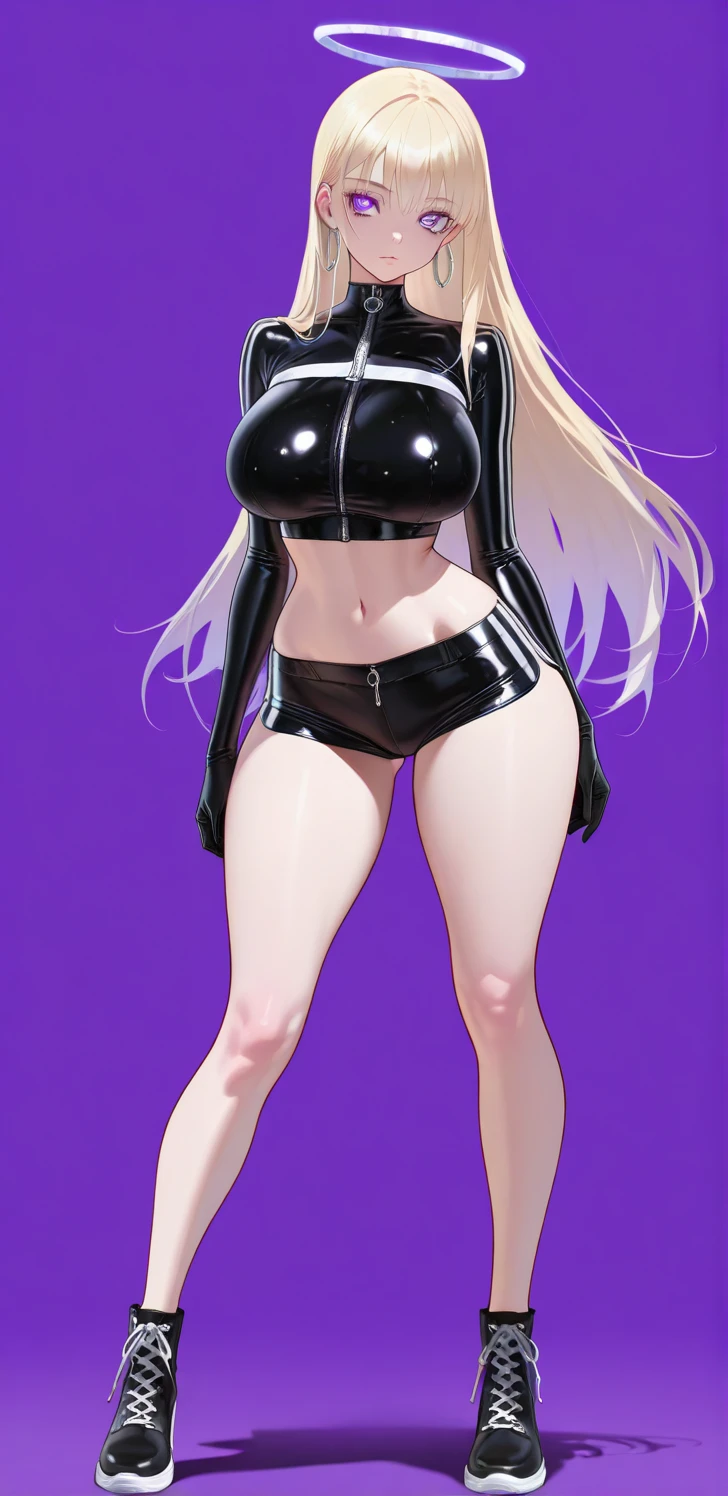 Anime style figurine of white haired nun with big breasts and hips wearing tight lingerie sheer stockings and heels six different views