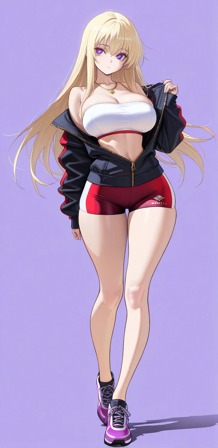 (Best Quality,Unparalleled Masterpiece:1.4),Ultra-Detailed CG 4K, is a 20-year-old college student. Beautiful face + Very large soft ??????? + Slender waist + Wide ???? + Slightly flabby stomach +thick/soft soft thighs + Large soft ??? + Luscious lips. She has long straight platinum blonde hair and red eyes 
Outfit: Pink hoodie:1.2 + Pink shorts + Black Boots