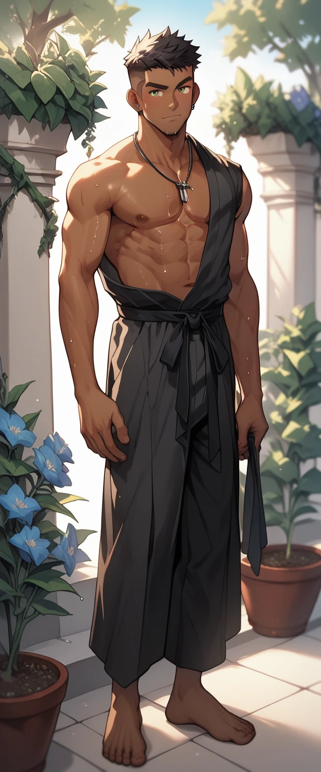 (1man, muscular adult byzantine male:1.2),  peach eyes, medium brown hair, spiky hair,, medium hair, renaissance