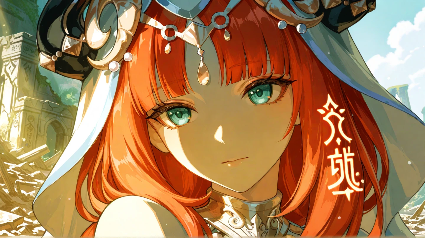 anime girl with red hair, render of april, made with anime painter studio, guweiz, official character art, ayaka genshin impact, detailed anime character art, anime goddess, shadowverse style, cushart krenz key art feminine, ayaka game genshin impact, 8k octae render photo, waifu, green eyes