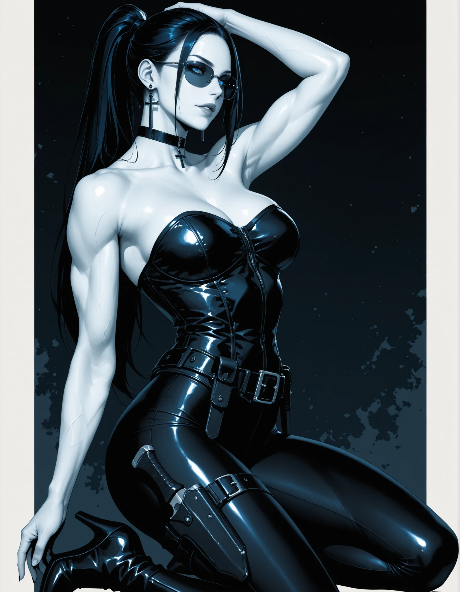 domino (marvel) big breasts in micro bikini without bra 