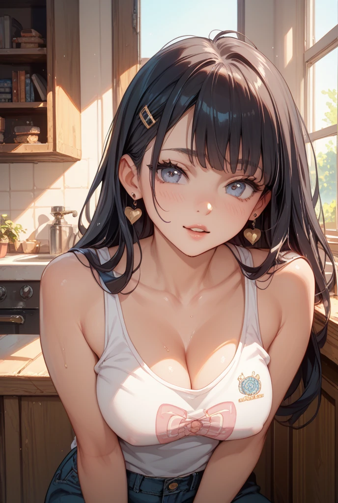 tmasterpiece,best quailty,8K,detailed skin texturing,realisticlying,Detailed cloth texture,beautifull detailed face,Complicated details,solo,1 adolescent girl,ayanami rei,An ultra-detailliert,Detailed hair strands,((Short blue hair)),Blushlush,(opens his eyes wide:1.3),(eye reflections:1.6),shylily,(smoothy,Skin reflects light),(shiny skins),Nipple shadow,(Slim,Nude apron,Ruffle frills),((Large breasts):1.2,Great legs),Close-up of,cuisine,Side view,looking to the camera