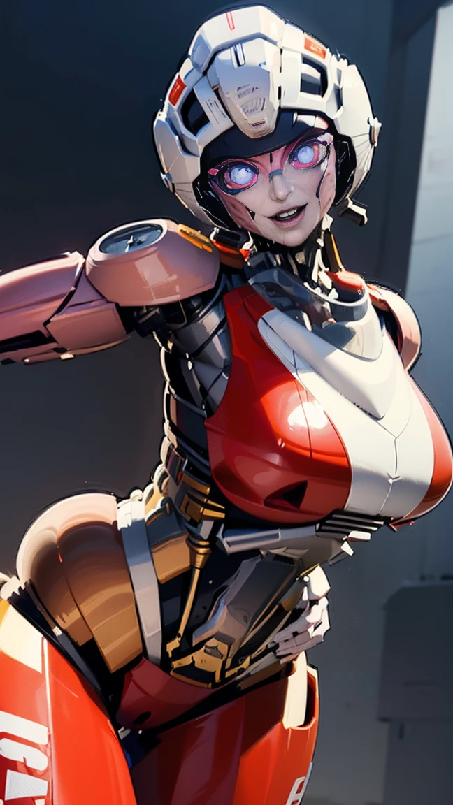 ROTB_Arcee, 1 girl, big breasts, innie pussy, SMILE, robot, mecha, (bright Eyes:1.2), Wide hips, belly button, thick thighs, pose T , modelado 3D, voluptuous, foreground, front focus, portrait, front 1:2, looking at the front observer, modelado 3D , 3D , blender full body hole body very detailed, very detailed figure, female full body, woman body, humanoid woman, full skin female figure, realistic body structure, woman body, female human torso, perfect human woman specimen, human woman, Detailed body structure, Blue eyes, big breasts