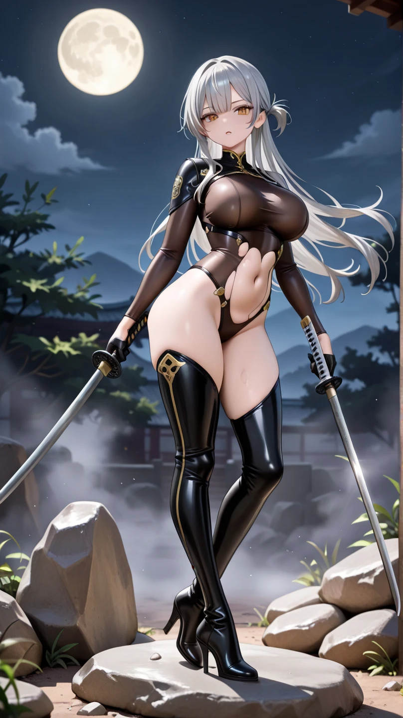 Sexy full-body Tsunade standing without panties with her hands lowered legs away from the front(melhor qualidade,4k,8k,alto,master piece:1.2), ultra-detalhado, realistic:1.37, Micro Rope Transparent Bikini White Portrait, HDR,Sexy full-body Tsunade standing without panties with her hands down, perna, mais vista frontal UHD, studio lighting, extreme detail description, profissional, vivid colors, Bokeh, paints in oil, tsunade corpo inteiro usando micro string bikini white micro transparente com rosto detalhado e corpo detalhado,seios grandes, sem calcinha Cabelo Dourado , olhos azuis marcantes, determined expression, headband with Konoha village symbol, intrincado traje ninja preto,Sexy full-body Tsunade standing without panties with her hands lowered legs away from the front,Facas Kunai, Hand seals, Chakra girando em torno dele, dynamic fighting pose, fundo vibrante com flores de cerejeira, luz s  olar brilhante, dynamic lighting.corpo inteiro,full-body front view standing without panties