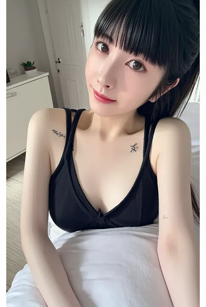 (Best Quality, 8K, hight resolution, masutepiece:1.5), Ultra-detailed, (Realistic ,Photorealistic ,Photorealsitic:1.5), 1girl in, (Perfect body :1.5), Ultra-detailed face, Detailed lips, Detailed eyes, Sexy double eyelids, Beautiful detailed eyes, Beautiful detailed lips, sexy flirty pose, wearing Lingerie, Hi-Res, Cinematic Angle, Professional Lighting, Unity 8k Wallpaper, Aesthetic, masterpiece, top-quality, Shy laughter, (Large Breasts:1.5), (Slim Body:1.5), (Cute Bikini:1.5), (Ponytail Hair:1.5),(18 years old)