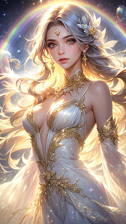 Libra: Zodiac sign, girl, starry sky, slim body, 8k, fair, harmonious, thoughtful, polite, good at socializing, easy to compromise, procrastinating, peacemaker.