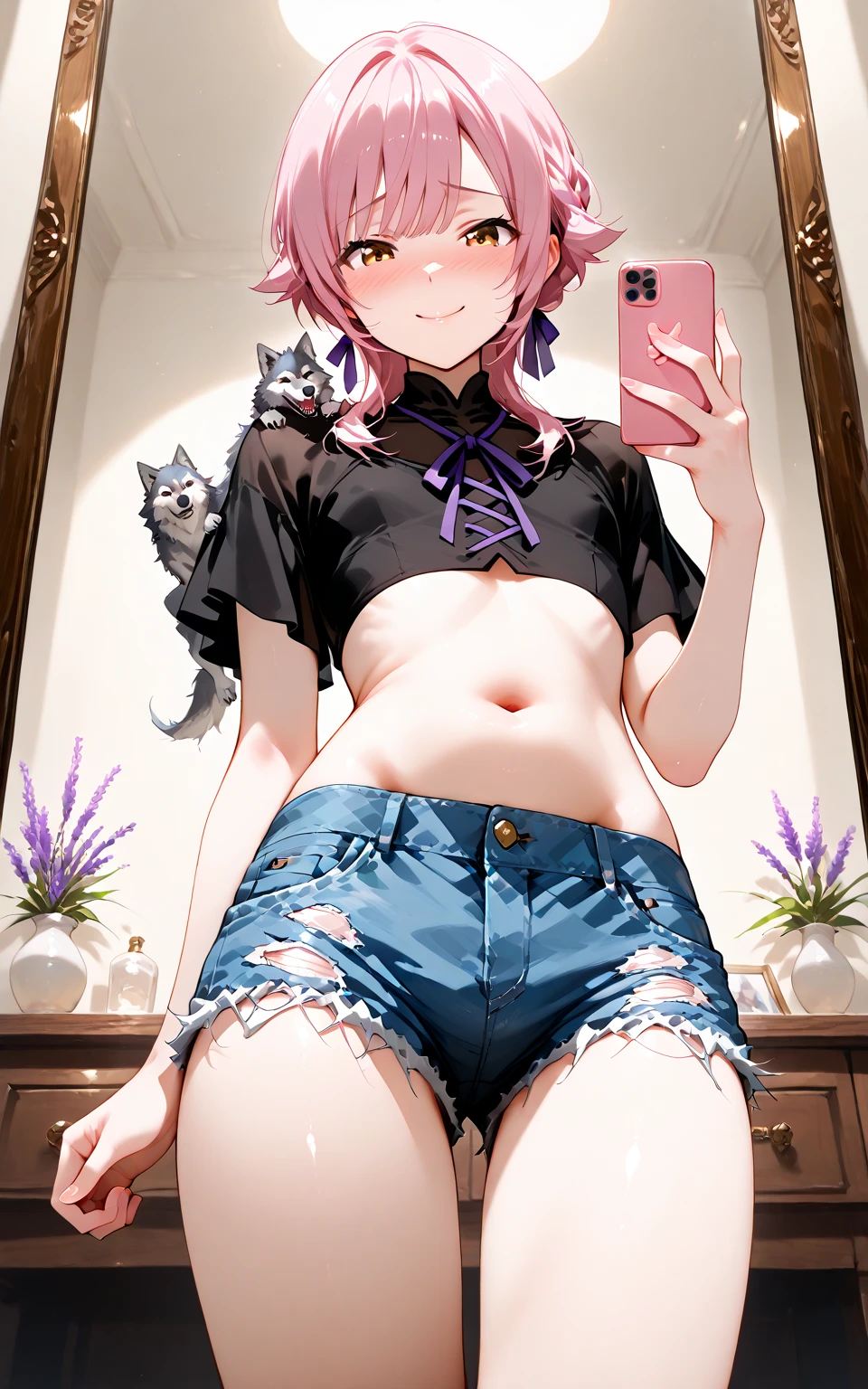 Cute emo girl, stands on all fours, Ahegao face, panties, thong, секси thong, Background room, seductive girl, вид сверху, идеальная задница, сочная фигура