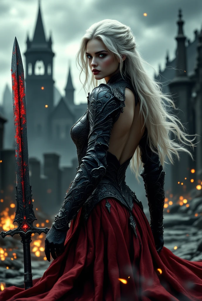 Character Lady Maria, from game Bloodborne, with muscles 